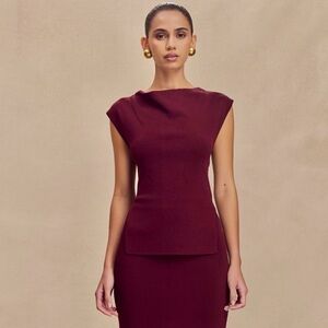 Meshki Francisca Cowl Neck Knit Top - Merlot NWT